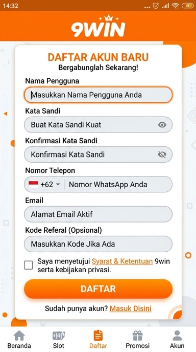 Cara Mudah Buat Akun Baru 9win di Android