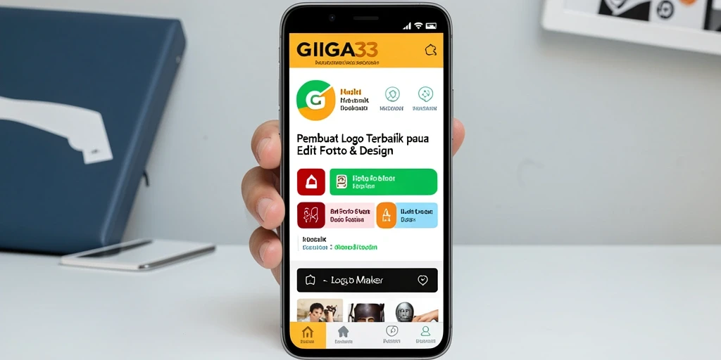 Antarmuka user-friendly GIGA33 untuk membuat logo yang menarik.