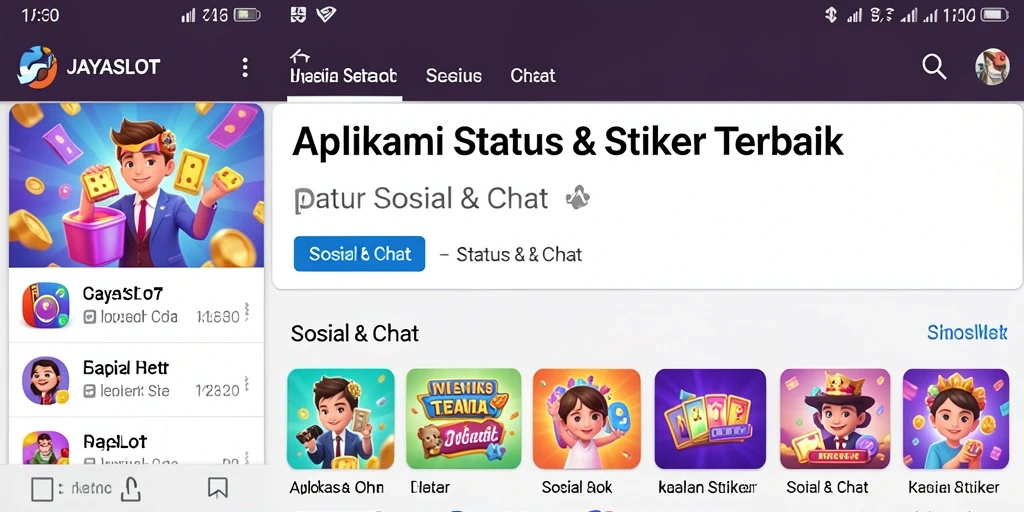 Tampilan antarmuka JAYASLOT dengan koleksi stiker yang beragam.