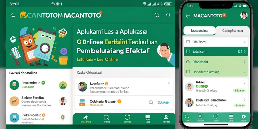 Antarmuka aplikasi Les Online MACANTOTO yang interaktif.