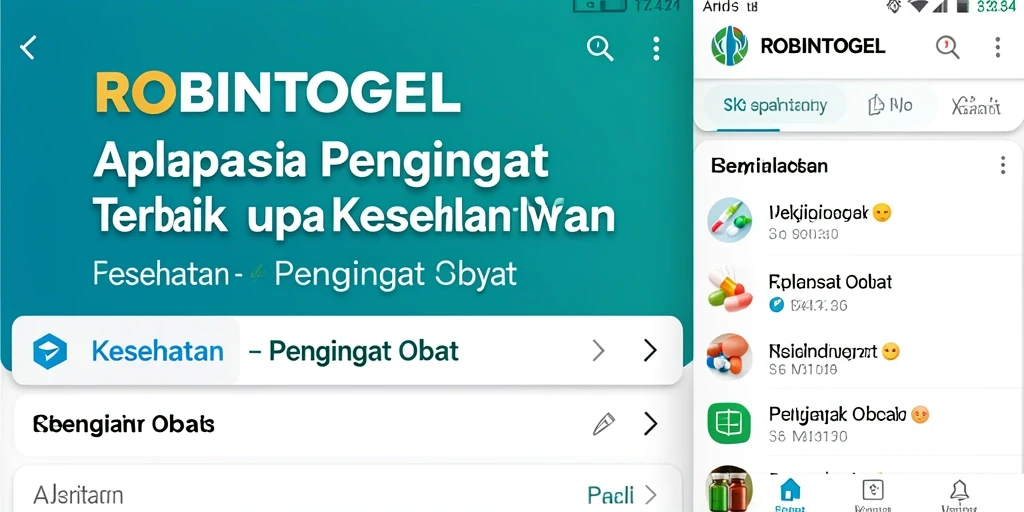 Tampilan antarmuka pengguna aplikasi Pengingat Obat ROBINTOGEL yang sederhana dan informatif.