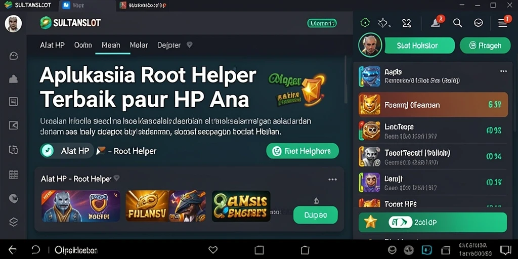 Tampilan antarmuka aplikasi SULTANSLOT sebagai Root Helper.